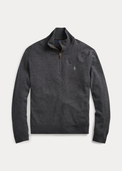 Sueter Polo Ralph Lauren Hombre Grises - Merino Quarter-Zip - TUOFZ7093